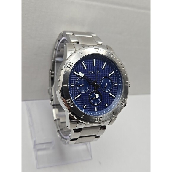 Relic Jordan ZR15805 Blue Dial Stainless Steel Multifunction Watch New Battery - Picture 3 of 11